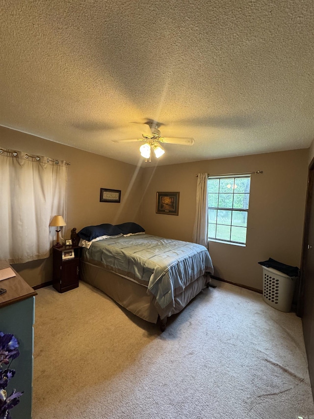 113 Boyd Rd, Southside, AR 72501 - bedroom with light carpet, a textured ceiling, and ceiling fan