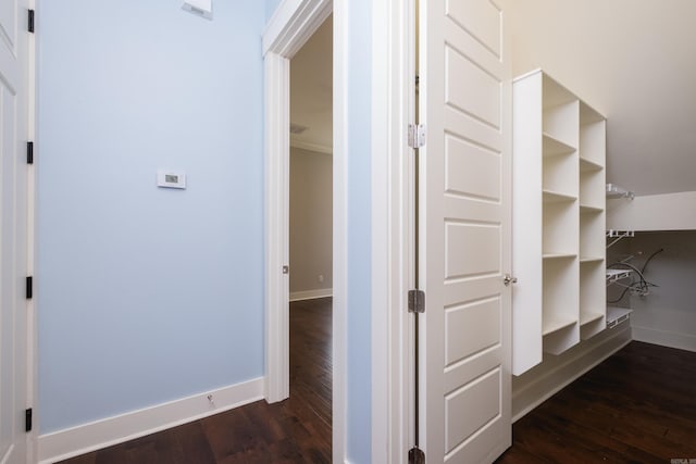 311 Parker St, North Little Rock, AR 72114 - hall with dark wood-style floors and baseboards