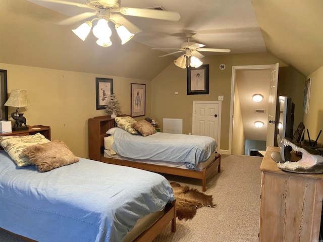 6 Maplewood W, Heber Springs, AR 72543 - bedroom with vaulted ceiling, carpet flooring, and a ceiling fan