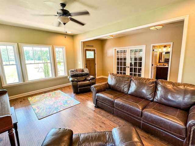 125 Gassaway, Searcy, AR 72143 - living area with baseboards, healthy amount of natural light, french doors, and ceiling fan