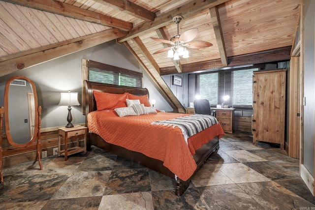 1323 Timberlake Dr, Royal, AR 71968 - bedroom with stone tile floors, wooden ceiling, and baseboards