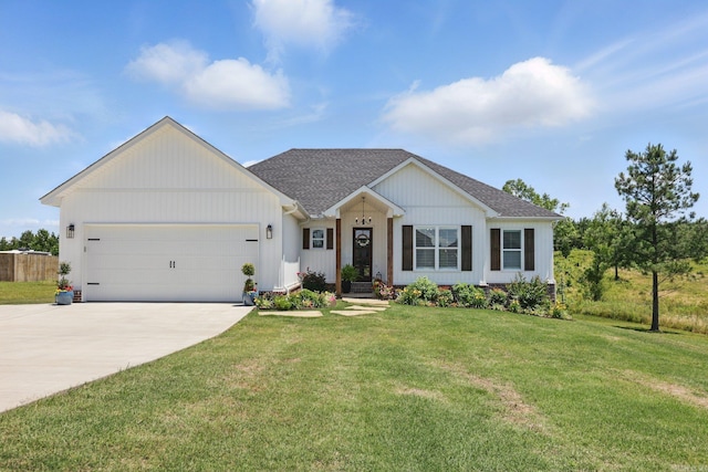 10584 Gunter Loop, Benton, AR 72019 - view of front of house featuring driveway, a garage, a front yard, and a shingled roof