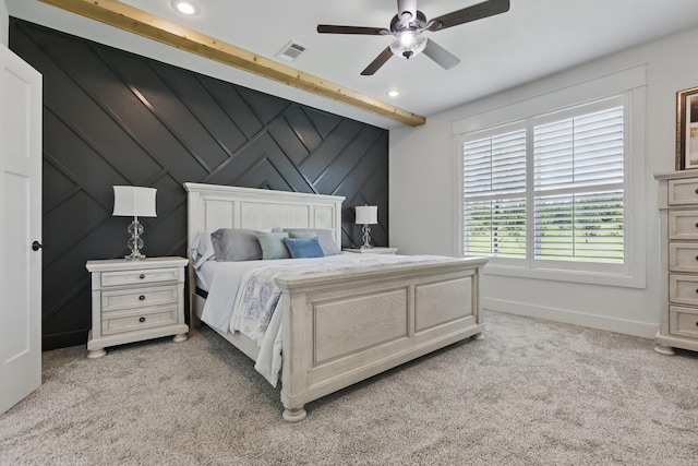 10584 Gunter Loop, Benton, AR 72019 - bedroom with light colored carpet, baseboards, recessed lighting, and a ceiling fan