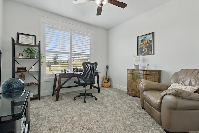 10584 Gunter Loop, Benton, AR 72019 - office area with a ceiling fan, carpet, and baseboards