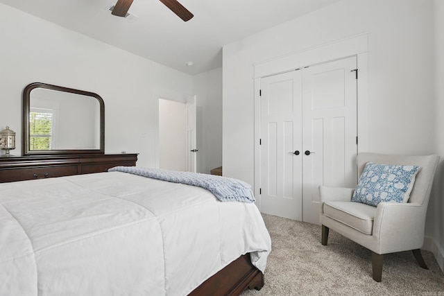 10584 Gunter Loop, Benton, AR 72019 - bedroom with carpet, a closet, and ceiling fan