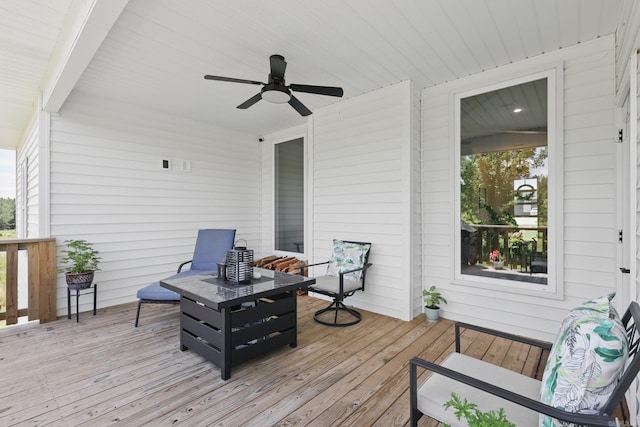 10584 Gunter Loop, Benton, AR 72019 - wooden terrace featuring a ceiling fan