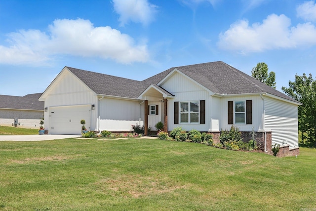 10584 Gunter Loop, Benton, AR 72019 - view of front of home featuring concrete driveway, a front yard, an attached garage, and roof with shingles