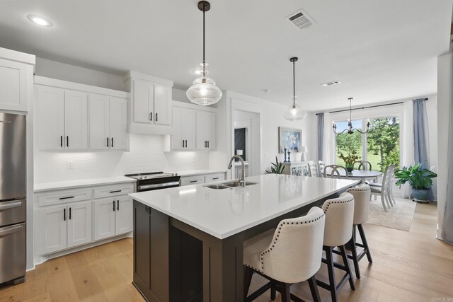 10584 Gunter Loop, Benton, AR 72019 - kitchen with a sink, appliances with stainless steel finishes, light countertops, decorative backsplash, and light wood-style flooring