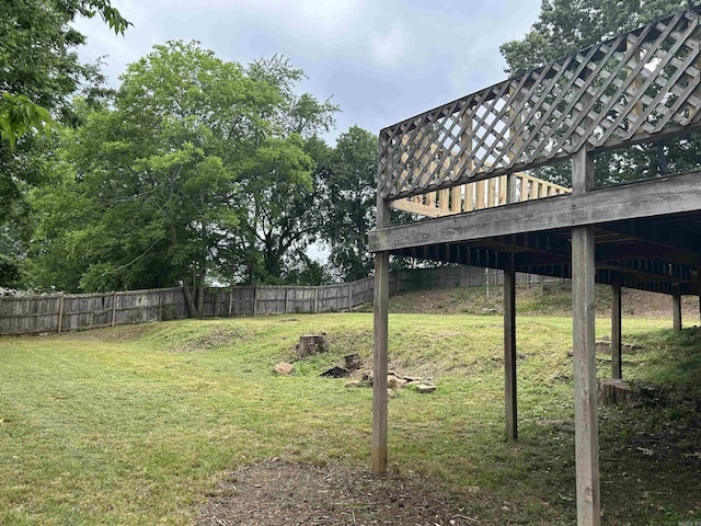 view of yard with a deck