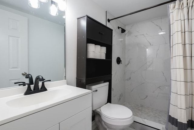 4605 N Cedar, North Little Rock, AR 72116 - bathroom with toilet, a marble finish shower, and vanity