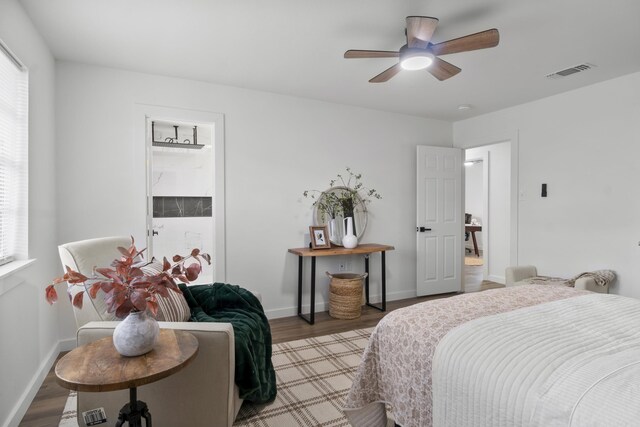 7 Buttermilk Rd, Little Rock, AR 72227 - bedroom with wood finished floors, baseboards, and ceiling fan