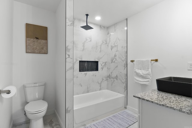 7 Buttermilk Rd, Little Rock, AR 72227 - full bath with marble look tile flooring, baseboards, vanity, and a combined bath / shower with rainfall shower