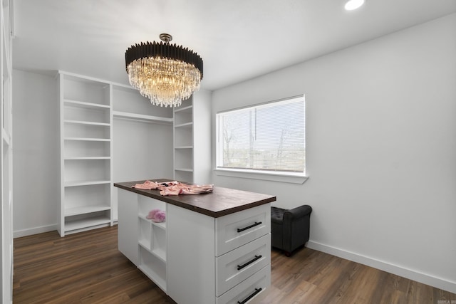 7 Buttermilk Rd, Little Rock, AR 72227 - walk in closet with a chandelier and dark wood-style flooring
