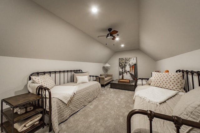 43 Mikes Cir, Heber Springs, AR 72543 - bedroom with carpet floors, lofted ceiling, and ceiling fan