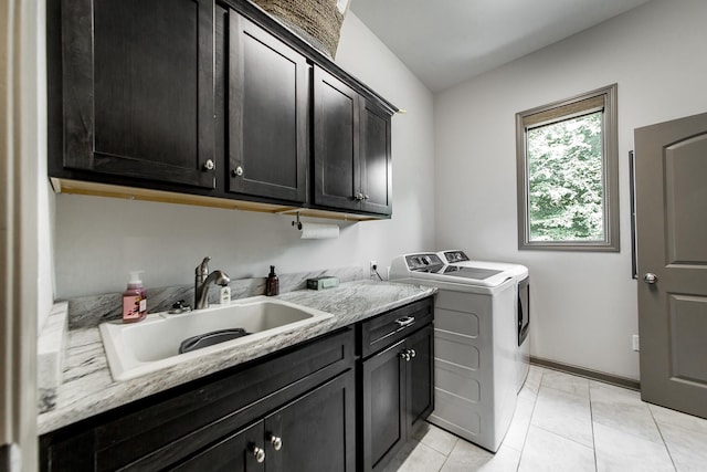 43 Mikes Cir, Heber Springs, AR 72543 - laundry area with cabinet space, independent washer and dryer, light tile patterned flooring, and baseboards