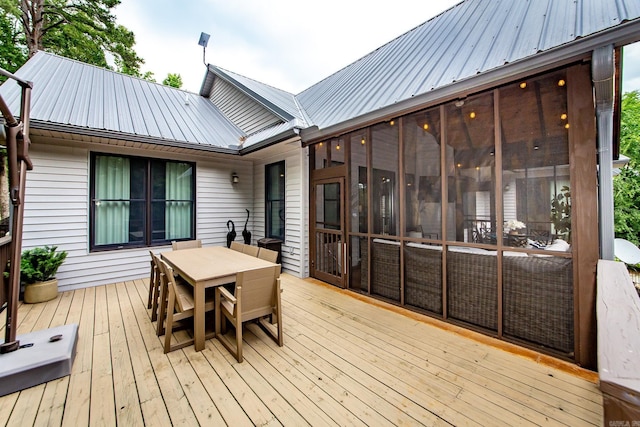 43 Mikes Cir, Heber Springs, AR 72543 - wooden terrace featuring outdoor dining space and a sunroom