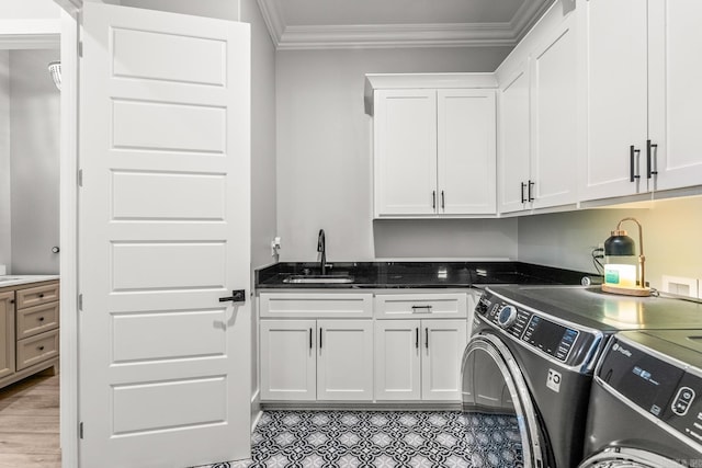 67 Falstone Dr, Little Rock, AR 72223 - washroom featuring washer and clothes dryer, cabinet space, and ornamental molding
