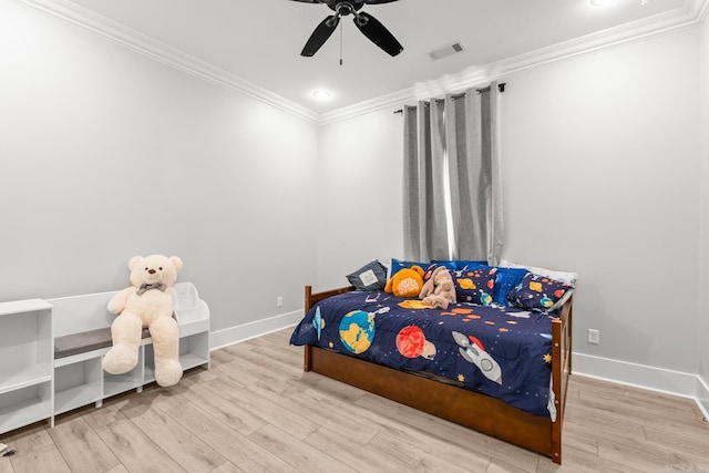 67 Falstone Dr, Little Rock, AR 72223 - bedroom with crown molding, wood finished floors, baseboards, and ceiling fan