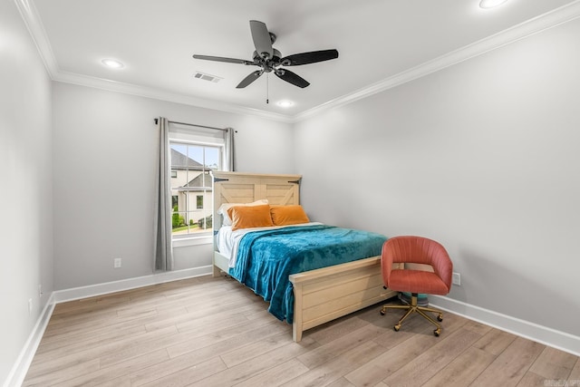 67 Falstone Dr, Little Rock, AR 72223 - bedroom featuring wood finished floors, baseboards, ornamental molding, recessed lighting, and a ceiling fan
