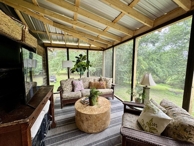 2645 Jumbo Rd, Melbourne, AR 72556 - sunroom featuring an outdoor living space and lofted ceiling