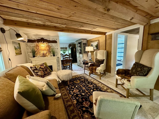 2645 Jumbo Rd, Melbourne, AR 72556 - living room with wooden ceiling with exposed beams