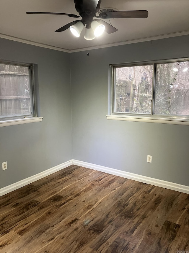 5006 Manor Ave, Little Rock, AR 72204 - unfurnished room with ceiling fan, ornamental molding, baseboards, and wood finished floors