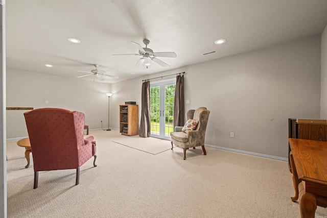206 Brown, Hot Springs, AR 71913 - sitting room featuring recessed lighting, carpet floors, baseboards, and a ceiling fan