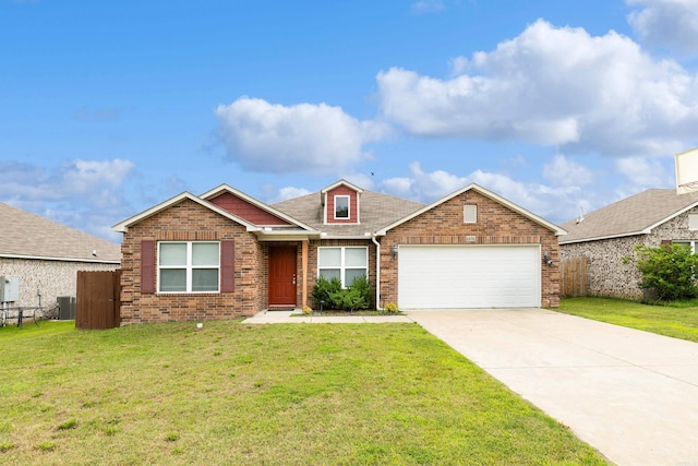 6096 Saddle Hill Dr, Alexander, AR 72002 - view of front of house featuring brick siding, a garage, driveway, and central AC unit