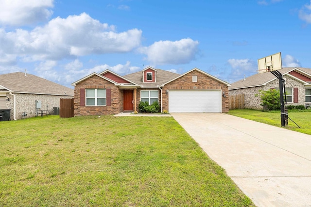 6096 Saddle Hill Dr, Alexander, AR 72002 - view of front of house featuring an attached garage, brick siding, driveway, and central air condition unit