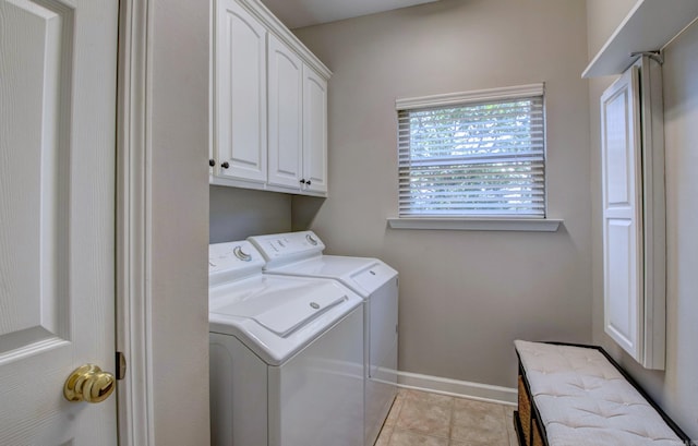 9 Lanes End, Little Rock, AR 72223 - laundry area with separate washer and dryer, cabinet space, baseboards, and light tile patterned flooring