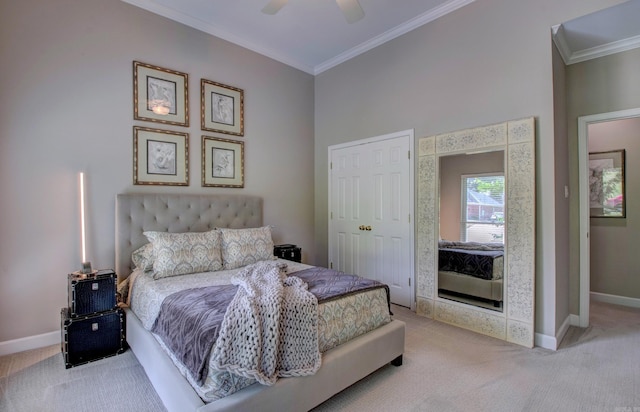 9 Lanes End, Little Rock, AR 72223 - carpeted bedroom featuring crown molding, baseboards, and a ceiling fan