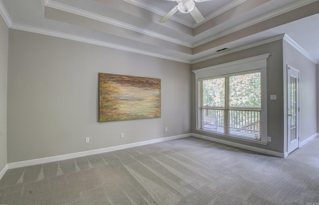 9 Lanes End, Little Rock, AR 72223 - spare room with carpet, a raised ceiling, ornamental molding, and baseboards