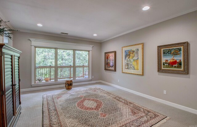 9 Lanes End, Little Rock, AR 72223 - unfurnished room with light colored carpet, baseboards, recessed lighting, and crown molding