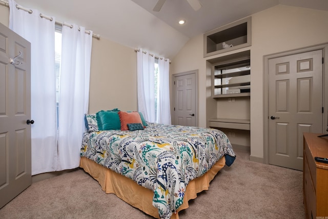 22 Epernay Cir, Little Rock, AR 72223 - carpeted bedroom with lofted ceiling, recessed lighting, and ceiling fan