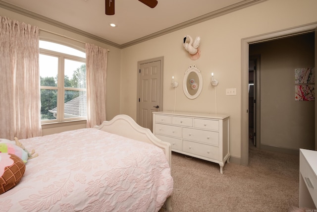22 Epernay Cir, Little Rock, AR 72223 - bedroom featuring light carpet, crown molding, ceiling fan, baseboards, and recessed lighting