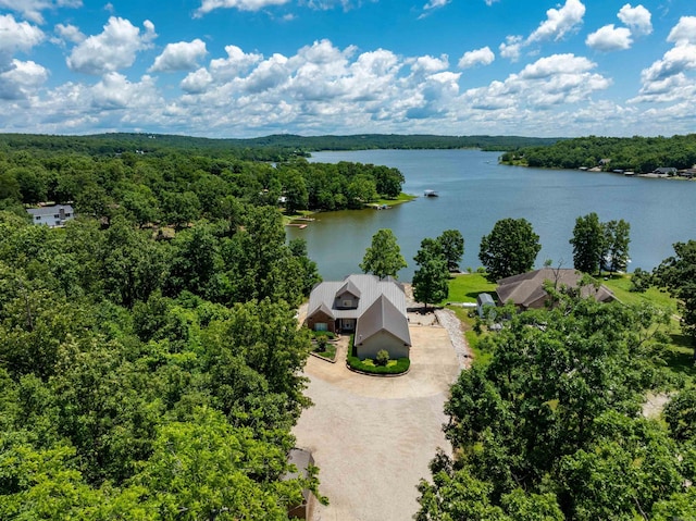 505 E Tri Lks, Horseshoe Bend, AR 72512 - aerial view of property and surrounding area with a forest and a nearby body of water