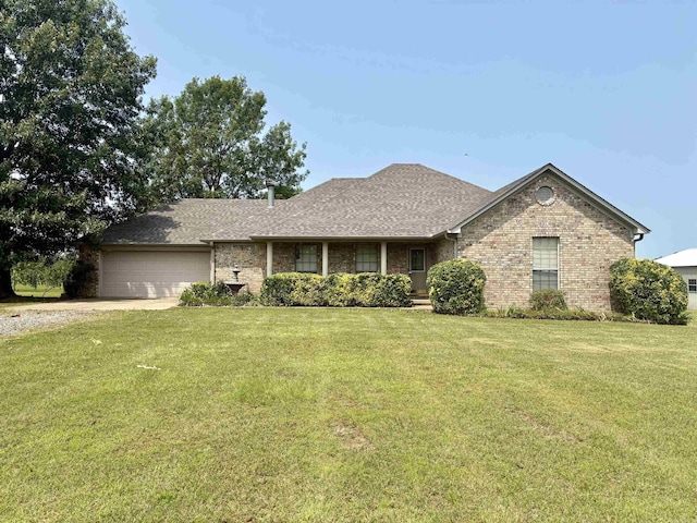 57 Deerfield Dr, Plumerville, AR 72127 - view of front of home with brick siding, a front yard, and dirt driveway