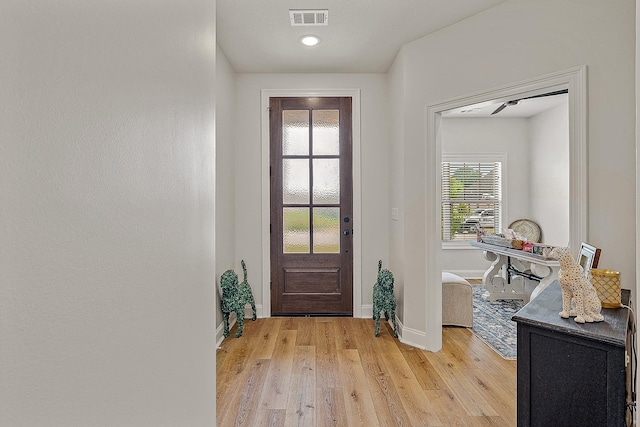 107 Hidden Creek Dr, Brookland, AR 72417 - entryway with light wood-type flooring, baseboards, and recessed lighting
