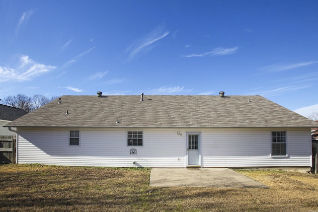 2118 Cedar Rdg, Benton, AR 72015 - rear view of property featuring a patio area, roof with shingles, and a lawn