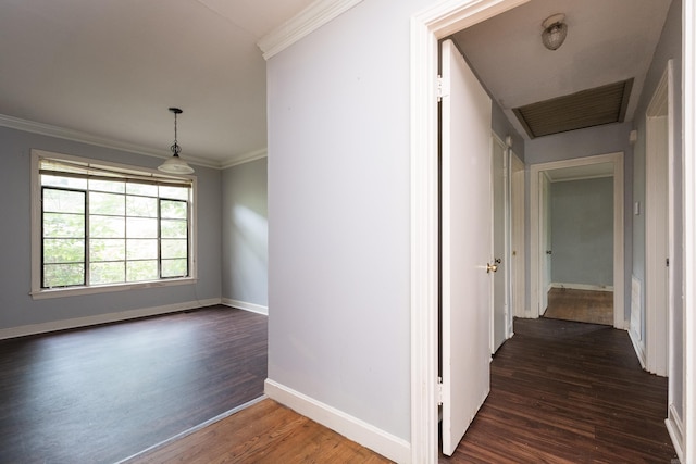 220 N Monroe St, Little Rock, AR 72205 - hall with wood finished floors, crown molding, and baseboards