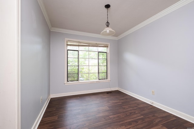 220 N Monroe St, Little Rock, AR 72205 - spare room featuring ornamental molding, dark wood-style floors, and baseboards