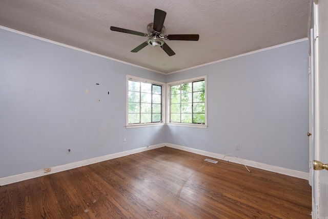 220 N Monroe St, Little Rock, AR 72205 - spare room featuring wood finished floors, baseboards, a ceiling fan, crown molding, and a textured ceiling