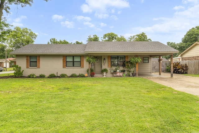 3101 Lax St, Newport, AR 72112 - ranch-style home featuring driveway, a carport, a shingled roof, brick siding, and covered porch