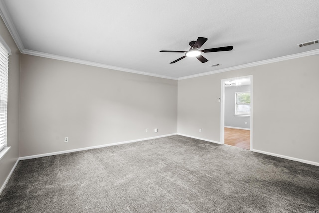 12224 Shawnee Forest Dr, Little Rock, AR 72212 - unfurnished room featuring ceiling fan, ornamental molding, carpet floors, and baseboards