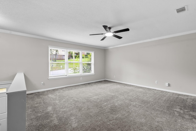 12224 Shawnee Forest Dr, Little Rock, AR 72212 - spare room featuring a ceiling fan, crown molding, carpet floors, and baseboards