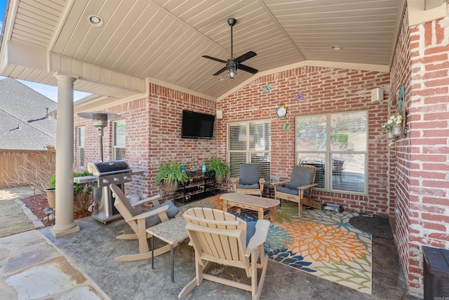 26 Jacob Pl, Little Rock, AR 72211 - view of patio / terrace featuring a ceiling fan, a grill, and an outdoor living space