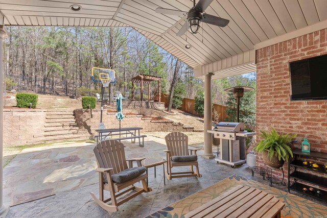 26 Jacob Pl, Little Rock, AR 72211 - view of patio / terrace featuring ceiling fan and area for grilling