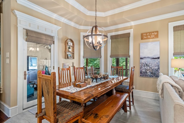 490 Quail Rdg, Hot Springs, AR 71901 - dining area with a chandelier, baseboards, crown molding, and wood finished floors