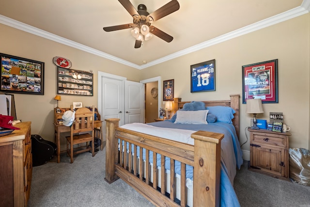 490 Quail Rdg, Hot Springs, AR 71901 - carpeted bedroom with ornamental molding and a ceiling fan
