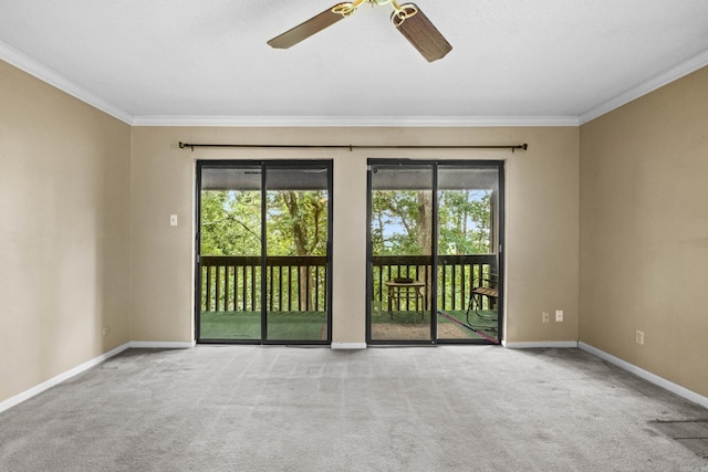 508 Green Mountain Cir Unit 80, Little Rock, AR 72211 - carpeted spare room featuring a ceiling fan, ornamental molding, and baseboards